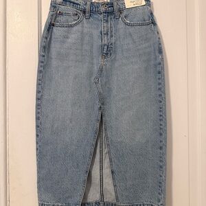 Denim Midi Skirt with Front Slit (NWT)